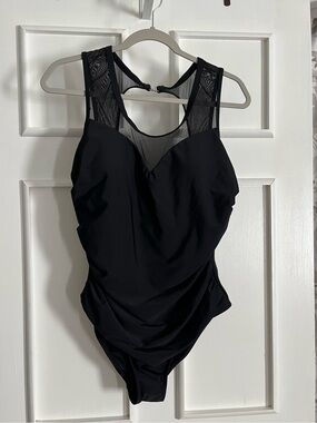 Cupshe Black One-Piece Swimsuit with Mesh Accents